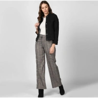 Shopnav Women's Denim Solid Long Sleeve Jacket (Black) - XL