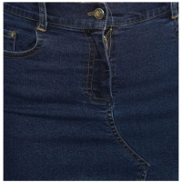 Women's Denim Stitching Pattern Buttoned Skirt (Blue) - S