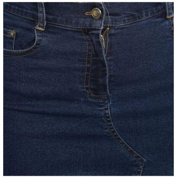 Women's Denim Stitching Pattern Buttoned Skirt (Blue) - S