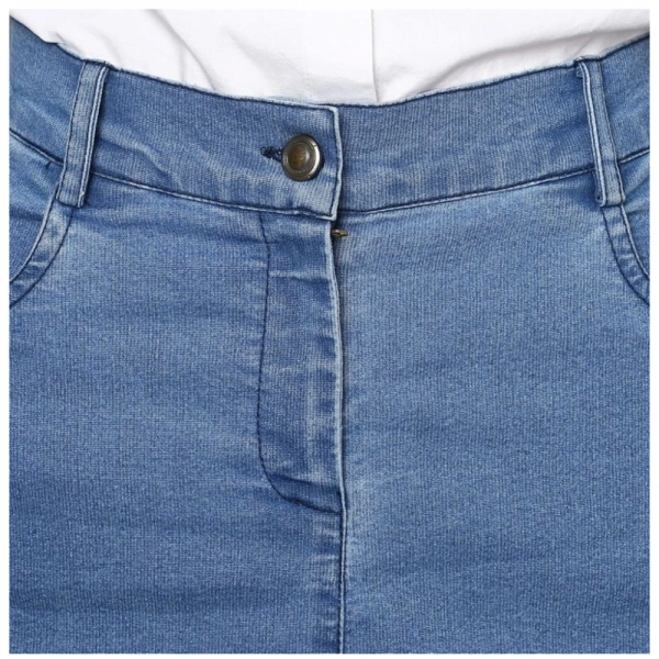 Women's Denim Washed Buttoned Skirt (Blue) - 2XL