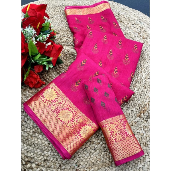 Shopnav Women's Digital Dolla Silk Printed Saree With Unstitched Blouse 5.5Mtr (Pink)