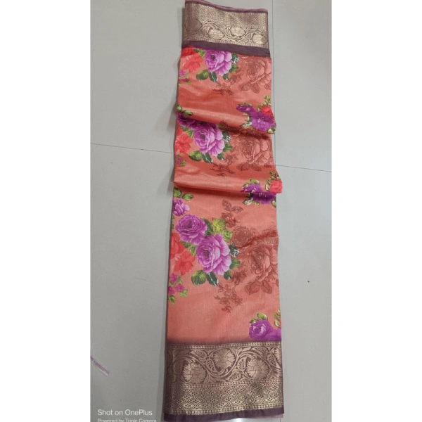 Shopnav Women's Digital Dolla Silk Printed Saree With Unstitched Blouse 5.5Mtr (Orange)