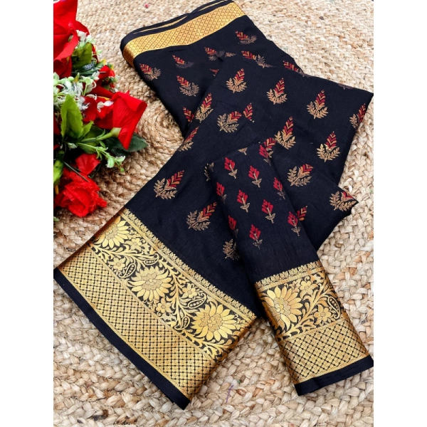 Shopnav Women's Digital Dolla Silk Printed Saree With Unstitched Blouse 5.5Mtr (Navy Blue)