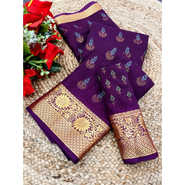 Shopnav Women's Digital Dolla Silk Printed Saree With Unstitched Blouse 5.5Mtr (Purple)
