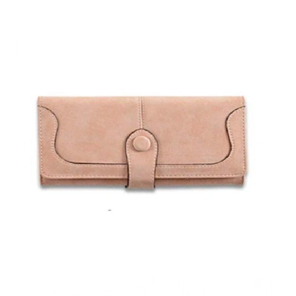 Shopnav Women's Faux Leather Medium Snap Button Wallet (Khakhi) - Khakhi