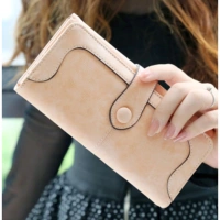 Shopnav Women's Faux Leather Medium Snap Button Wallet (Khakhi) - Khakhi