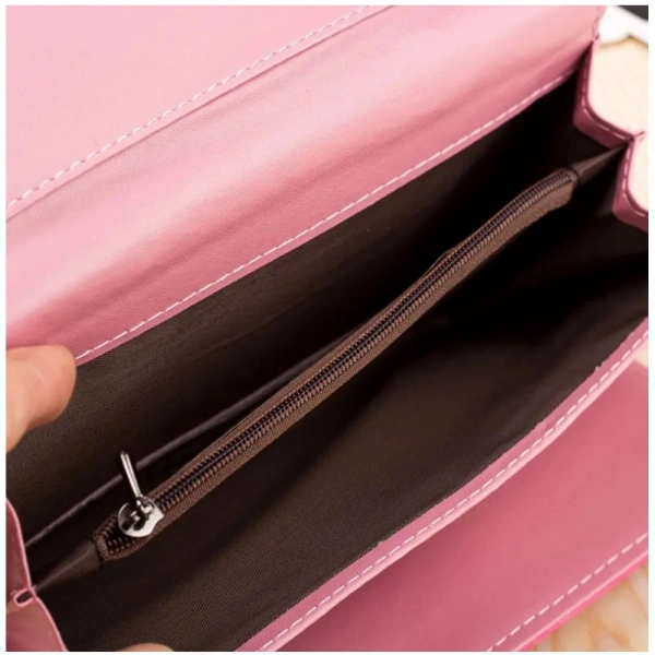 Shopnav Women's Faux Leather Medium Snap Button Wallet (Pink) - Pink