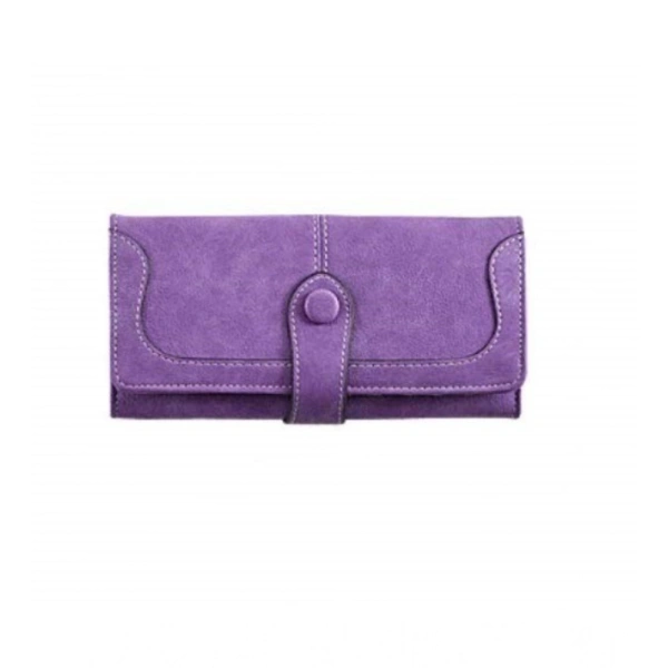 Shopnav Women's Faux Leather Medium Snap Button Wallet (Purple) - Purple