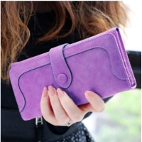Shopnav Women's Faux Leather Medium Snap Button Wallet (Purple) - Purple