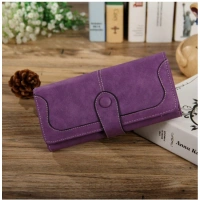 Shopnav Women's Faux Leather Medium Snap Button Wallet (Purple) - Purple