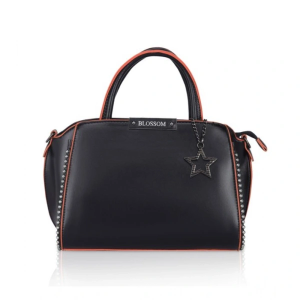 Shopnav Women's Faux Leather Metal Beads Handbag (Black) - Black