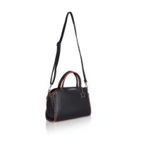 Shopnav Women's Faux Leather Metal Beads Handbag (Black) - Black