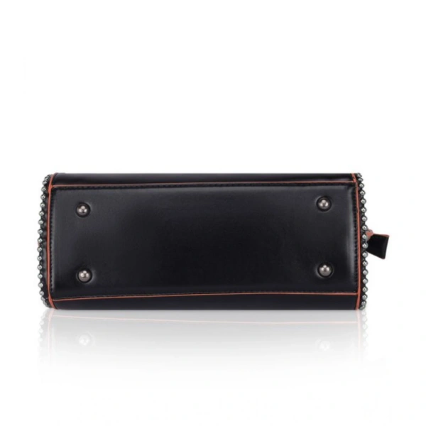 Shopnav Women's Faux Leather Metal Beads Handbag (Black) - Black