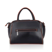 Shopnav Women's Faux Leather Metal Beads Handbag (Black) - Black