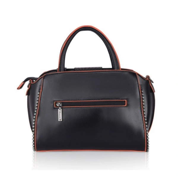 Shopnav Women's Faux Leather Metal Beads Handbag (Black) - Black