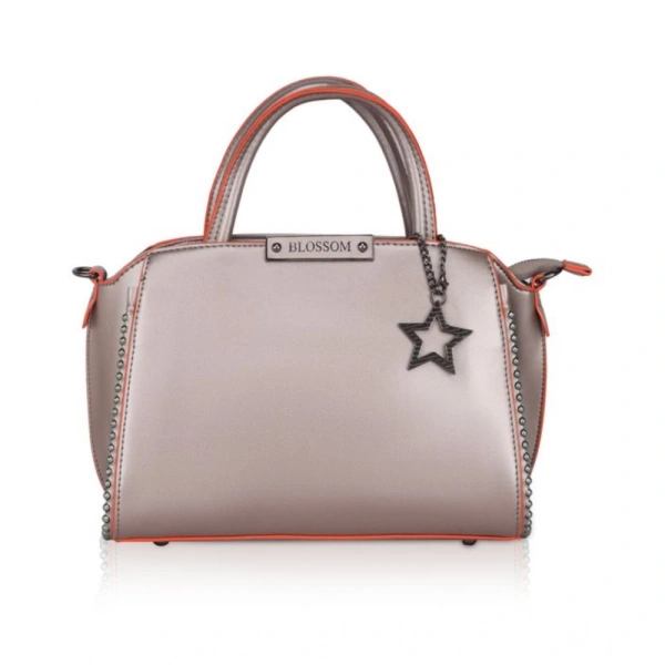 Shopnav Women's Faux Leather Metal Beads Handbag (Bronze) - Bronze
