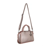 Shopnav Women's Faux Leather Metal Beads Handbag (Bronze) - Bronze