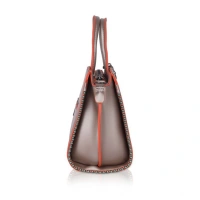 Shopnav Women's Faux Leather Metal Beads Handbag (Bronze) - Bronze