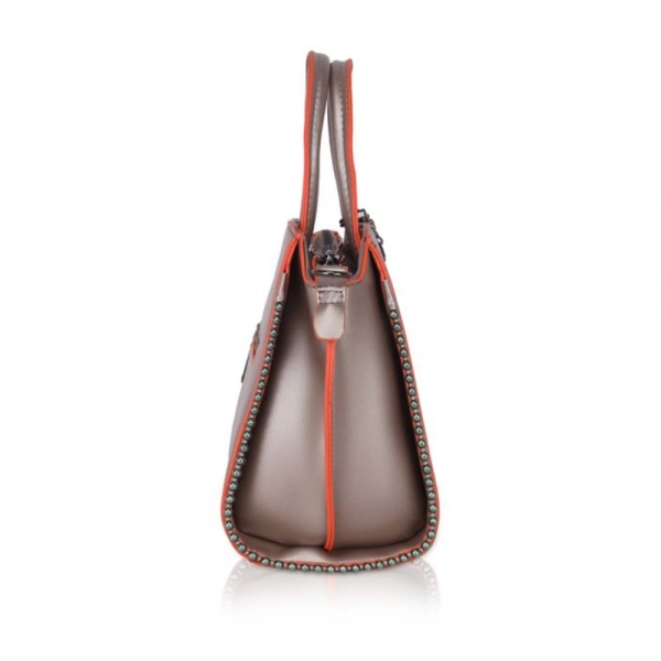 Shopnav Women's Faux Leather Metal Beads Handbag (Bronze) - Bronze