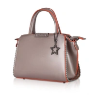 Shopnav Women's Faux Leather Metal Beads Handbag (Bronze) - Bronze