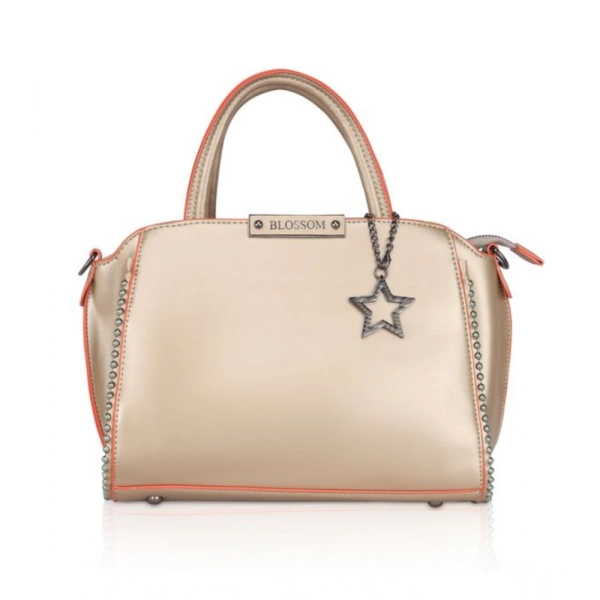 Shopnav Women's Faux Leather Metal Beads Handbag (Gold) - Gold