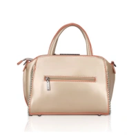 Shopnav Women's Faux Leather Metal Beads Handbag (Gold) - Gold