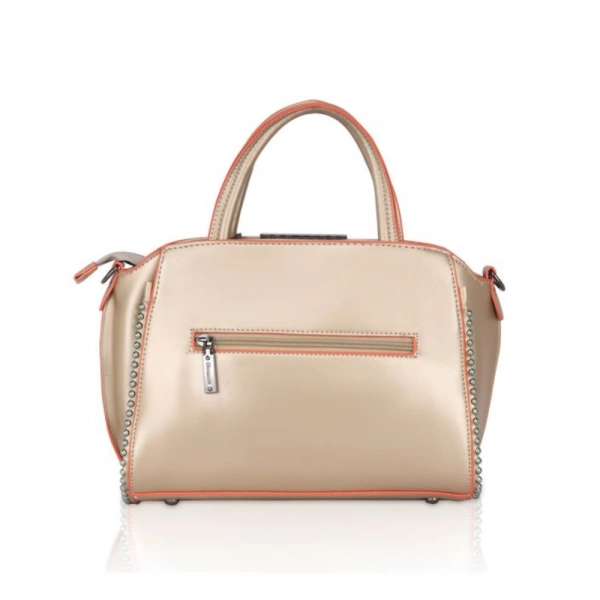 Shopnav Women's Faux Leather Metal Beads Handbag (Gold) - Gold