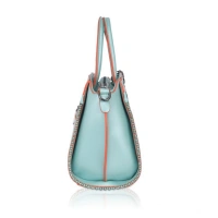Shopnav Women's Faux Leather Metal Beads Handbag (Green) - Green