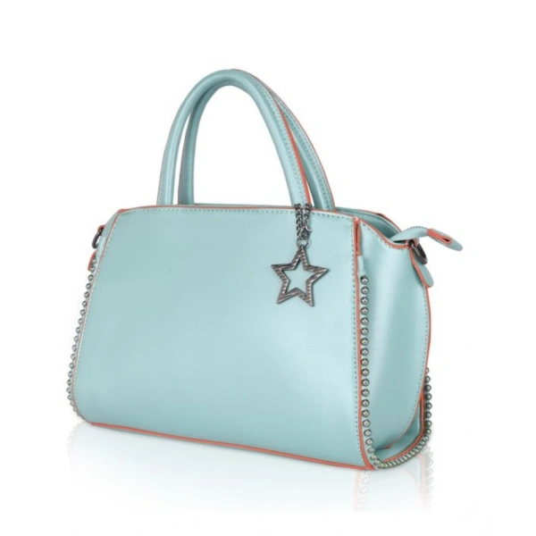 Shopnav Women's Faux Leather Metal Beads Handbag (Green) - Green