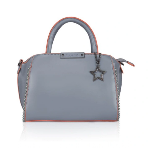 Shopnav Women's Faux Leather Metal Beads Handbag (Grey) - Grey