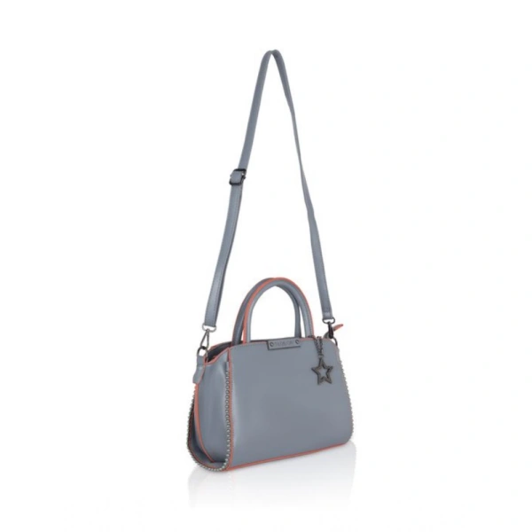 Shopnav Women's Faux Leather Metal Beads Handbag (Grey) - Grey