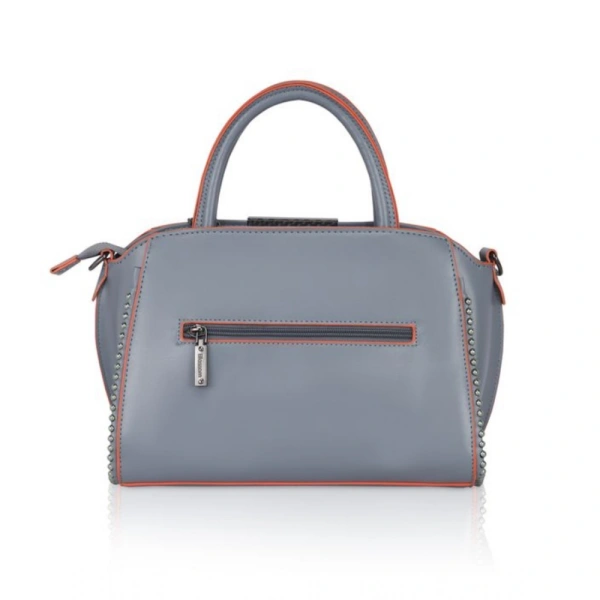 Shopnav Women's Faux Leather Metal Beads Handbag (Grey) - Grey