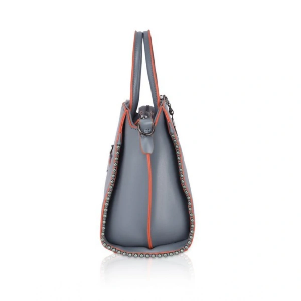 Shopnav Women's Faux Leather Metal Beads Handbag (Grey) - Grey