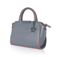 Shopnav Women's Faux Leather Metal Beads Handbag (Grey) - Grey
