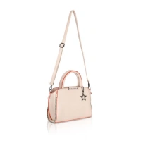 Shopnav Women's Faux Leather Metal Beads Handbag (Pink) - Pink