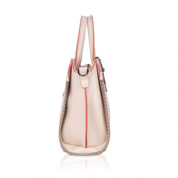 Shopnav Women's Faux Leather Metal Beads Handbag (Pink) - Pink
