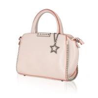 Shopnav Women's Faux Leather Metal Beads Handbag (Pink) - Pink