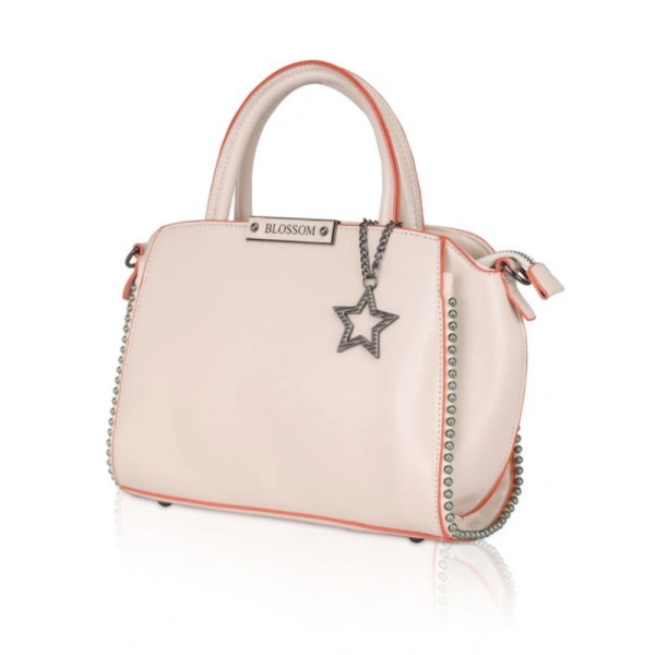 Shopnav Women's Faux Leather Metal Beads Handbag (Pink) - Pink