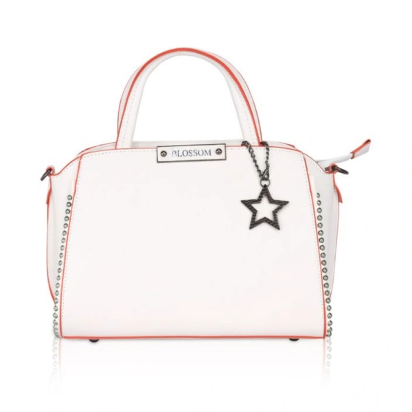 Shopnav Women's Faux Leather Metal Beads Handbag (White) - White