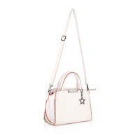 Shopnav Women's Faux Leather Metal Beads Handbag (White) - White