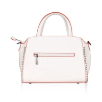 Shopnav Women's Faux Leather Metal Beads Handbag (White) - White