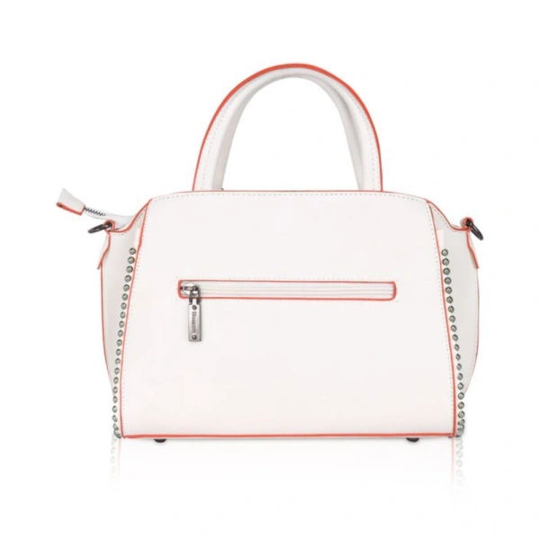 Shopnav Women's Faux Leather Metal Beads Handbag (White) - White