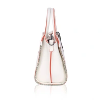 Shopnav Women's Faux Leather Metal Beads Handbag (White) - White