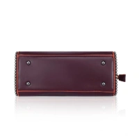Shopnav Women's Faux Leather Metal Beads Handbag (Wine Red) - Wine Red