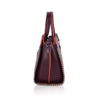 Shopnav Women's Faux Leather Metal Beads Handbag (Wine Red) - Wine Red