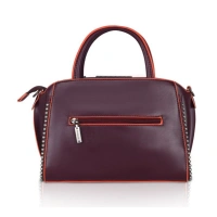 Shopnav Women's Faux Leather Metal Beads Handbag (Wine Red) - Wine Red