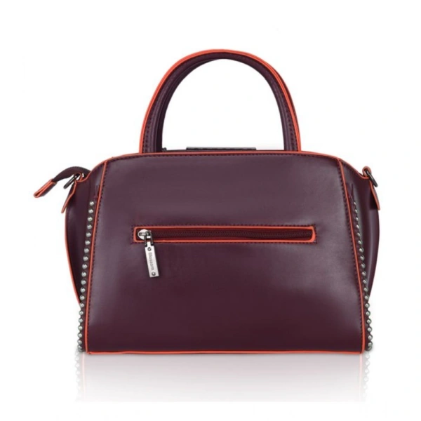 Shopnav Women's Faux Leather Metal Beads Handbag (Wine Red) - Wine Red