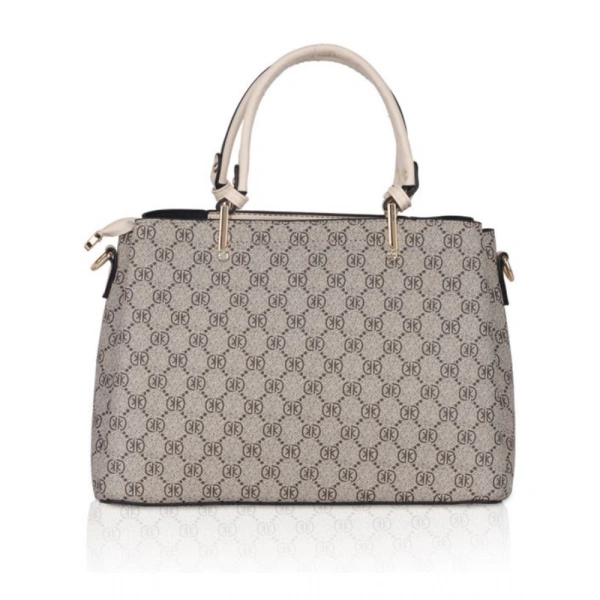 Shopnav Women's Faux Leather Printed Handbag (Beige) - Beige