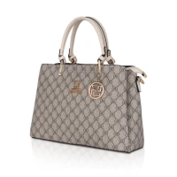 Shopnav Women's Faux Leather Printed Handbag (Beige) - Beige