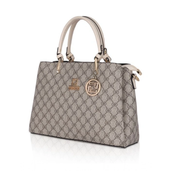 Shopnav Women's Faux Leather Printed Handbag (Beige) - Beige